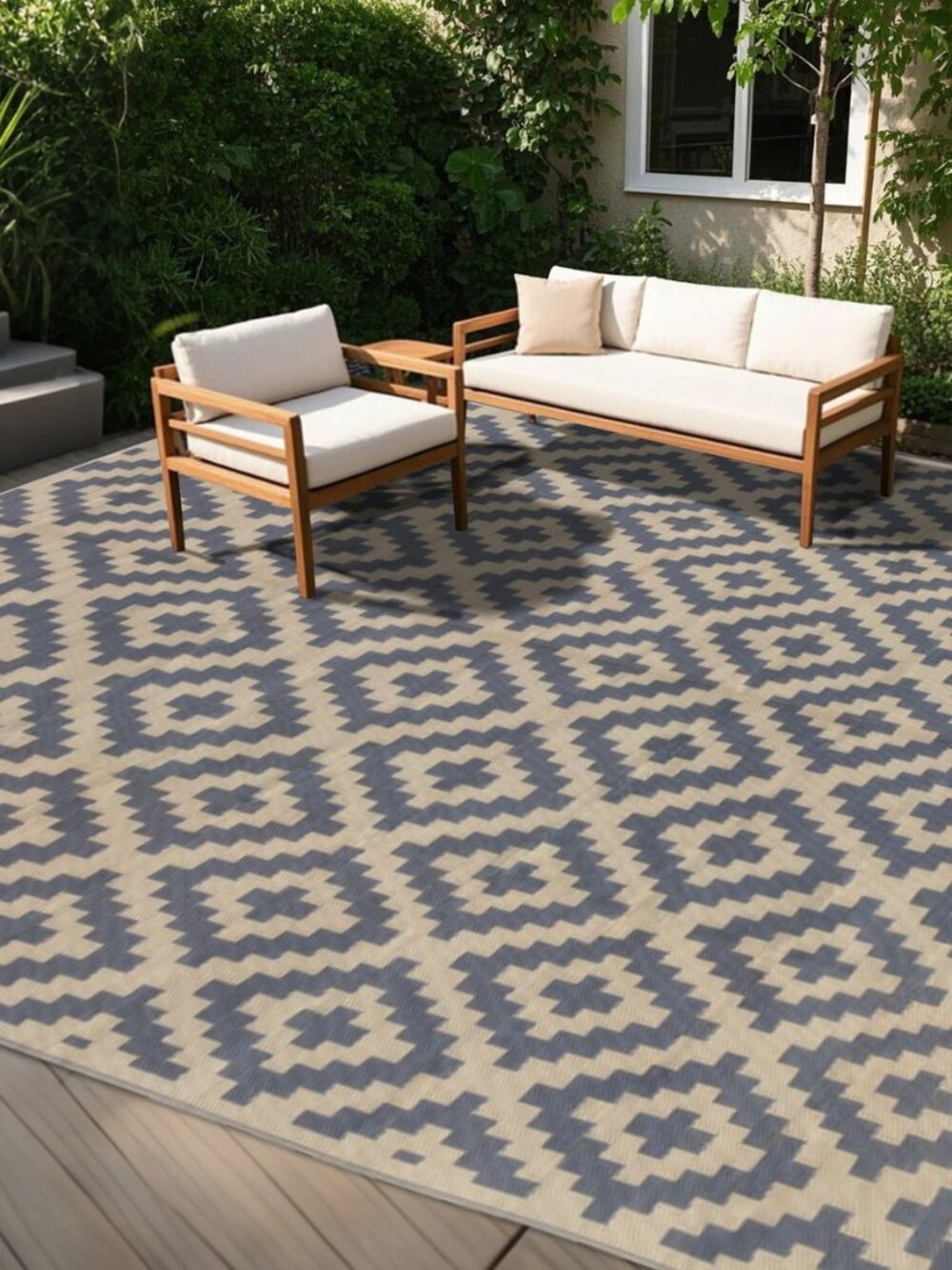 Waterproof Outdoor Rug 5x8 ft, Plastic Reversible Rug, Modern Area Rug, Large - Picture 8 of 8